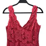 Adrianna Papell  Floral Lace Sleeveless V-Neck Dress Size 8 Coral Pink Photo 4