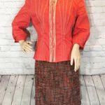 Elie Tahari  Ruffled Zip Front Detailed Blazer Bright Orange Medium M Photo 15
