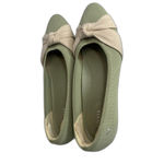 Vivaia Shoes Womens Size 9 Green Beige Knit Ballet Flats Bow Slip On Comfort Photo 5