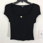 Wild Fable black baby tee with lace neckline Photo 0