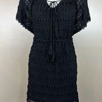 Chelsea and Violet Black Crochet Lace Knit Sweater Boho Dress M Photo 0