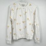 Lucky Brand Womens White Yellow Floral Sweater S Boho Festival Hippie Photo 0