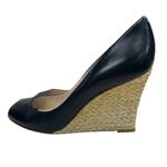 LK Bennett L.K. Bennett Black Leather Peep Toe Wedge Heels Photo 2