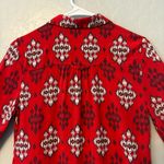 Maeve Anthropologie  Woodland Walk Buttondown red aztec ikat boho blouse size 2 Photo 13