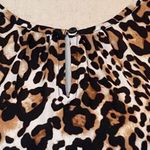Talbots  Brown And Black Round Neck Animal Print Short Ruched Sleeve Blouse XS‎ Photo 4