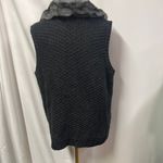 Chico's Arya Faux Fur Cable Knit Zip Up Sweater Vest Womens Medium 1 Black Gray Photo 9