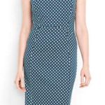 Land's End Chic Blue Geometric Pattern Sleeveless Sheath Dress Business Casual # Size 6 Photo 0