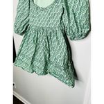 RHODE Green Printed 100% Cotton Hourglass Square Neck Daya Mini Dress Size 6 Photo 6