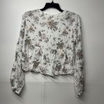 SO  Juniors Small Boho Floral Peasant Top Long Sleeve Lace Up Blouse White Photo 8