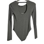 Gap  Ribbed Striped Navy Blue & White Long Sleeve Bodysuit Photo 6