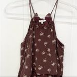 Madewell 100% Silk Mini Dress Size 0 Palm Tree Chocolate Brown Photo 3