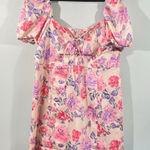 ZARA Women Floral Puff Sleeve Lace Up Front Mini Dress Size XXL #4661/334 Photo 0