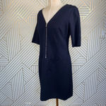 Joseph Ribkoff  Navy‎ Blue Zip Front Ponte Dress Photo 3