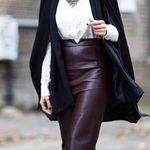 ZARA 2398/233/800 Black Faux Leather MIDI Pencil Skirt Size XS Photo 1