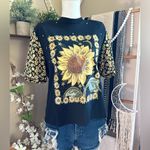 Vintage 80s KWBL Los Angeles Black Sunflower Embellished Short Sleeve T Shirt Photo 11