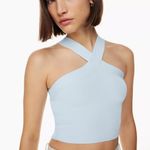 Aritzia  Babaton Sculpt Knit Criss Cross Cropped Tank Turquoise Blue and Grapefruit Coral Photo 3
