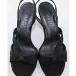 Van Eli Laban Womens Black Open Toe Slingbacks Heels Evening Shoes Sz 6.5 Narrow Photo 2