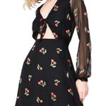For Love & Lemons Cherry Twist Retro Burnout Velvet Pinup Cutouts Mini Dress Photo 0