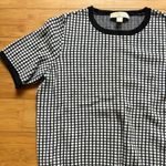 Michael Kors Black and White Plaid Short Sleeve Sweater Top Photo 2