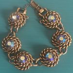 Signed Vintage Coro Bracelet Gold Tone with Aurora Borealis Rhinestones Photo 0