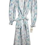 Vintage Miss Elaine Patchwork Robe Quilted USA Deadstock Belt Blue White M NWT Size M Photo 0