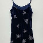 Teeze Me  Velvet Fit Flare Dress Medium Blue Silver Tank Slip Romantic Dinner Photo 2