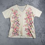 Lucky Brand  Shirt Womens Large V-Neck Floral Graphic Short Sleeve Casual Tee Top Photo 1