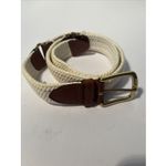 Cream Weave‎ Braided Cotton Belt Faux Leather Gold M Photo 1