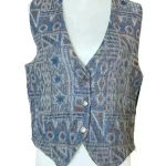 Vintage 90s Western Boho Blue Geometric Pattern Vest. Made in the USA. Size M L Size M Photo 0