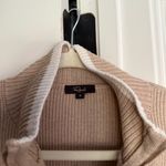 Rails  Tessa Stripe Wool & Cotton Quarter-Zip Pullover Tan White Sweater Photo 2