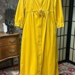 70s Lounge Craft Original Golden Yellow Satin Bow Rhinestone Button House Coat Size undefined Photo 0