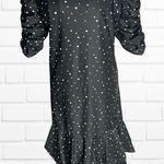 Vintage 1980s KR of NY Dress‎ Women's 7/8 Black White Polka Dot Puffy Sleeves Photo 0