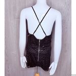 Alpha & Omega  spaghetti strap black lace sequin short romper black med Photo 4