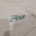 PINK - Victoria's Secret  XL Cream Floral Cropped Sweatshirt Photo 3