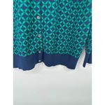 Lands' End  Cardigan Sweater Womens 1X Geometric Button Supima Cotton Blue Green Photo 2