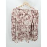 Ophelia Roe Top Women 1X Pink Cream Cheetah Print V-Neck Long Sleeve Blouse Photo 1