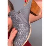 Minnetonka Grey Denim Woven Mona Peep-toe Slide Heeled Sandal Size 10 / Euro 41 Photo 5