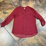 Kut From The Kloth Floral V-neck Button Down Sheer Blouse Large Photo 2