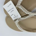 J.Crew  factory Pearl Easy Summer Flip-flops 7 White Tan Preppy Vacation READ Photo 1