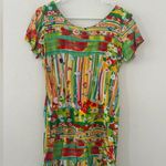 Jams World  Colorful Floral Patchwork Button Front Scoop Neck Short Dress Size 5 Photo 1