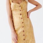 Free People  Goldie Mini Leather Dress Gold Size 6 Photo 0