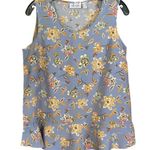 Denim & Co. Small NWOT Printed Blue Foral Sleeveless Tank Top Flutter Bottom Photo 1