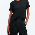 Madewell  The Perfect Crewneck Tee Allday Jersey in Jet Black, Size Medium Photo 0