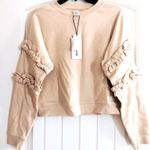 FOR THE REPUBLIC NWT Sweatshirt Beige French Terry Ruffled Sleeve Size S $58 Photo 1
