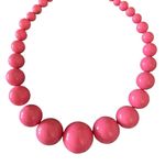 Vintage 50s Bubblegum Pink Graduated Bead Necklace . 18 Photo 0