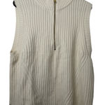 Talbots NEW  Cream Knit Ribbed Zip Mock Neck Sweater Vest Photo 0