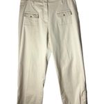 St. John  Sport Pants Women 6 Ivory Cotton Cropped Zippered‎ Hem Trousers Luxury Photo 0