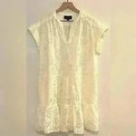 SALONI | Ashley B Cut Out Floral Eyelit Cup Sleeve Mini Dress Swim Cover, Size M White Size M Photo 1