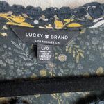 Lucky Brand Size Large Dark Ditzy Floral Tank Top Inlet Lace Black Boho Prairie Photo 5