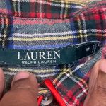 Lauren Ralph Lauren Plaid Flannel Shirt Gown Button Front Women’s Medium Pocket Red Photo 2